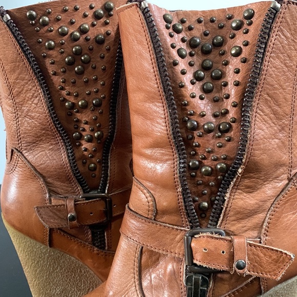 Genuine leather wedge platform high heel boot - Picture 7 of 13